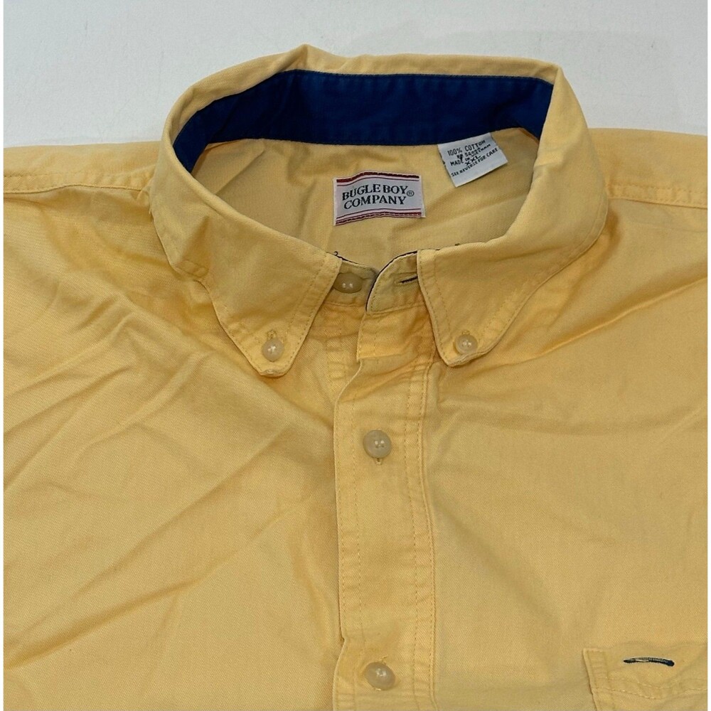 Bugle Boy Company Men's Long Sleeve Button Up‎ Dress Shirt, Yellow, Size XXL
